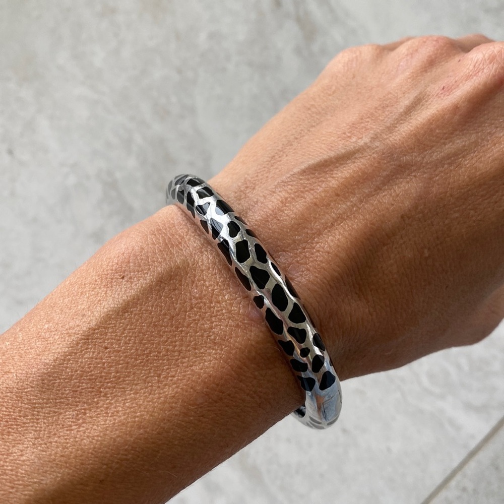 Angelique De Paris Gorgeous Sterling silver and black enamel thin cuff